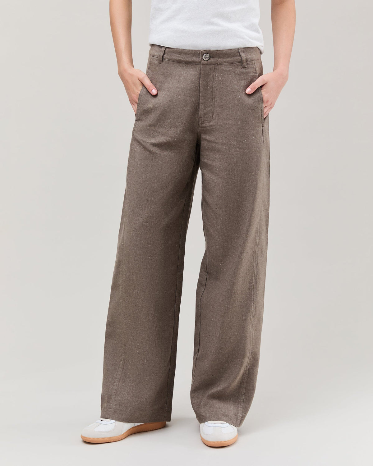 Womens Roma Work Pant - Cotton Linen Twill - Porcini