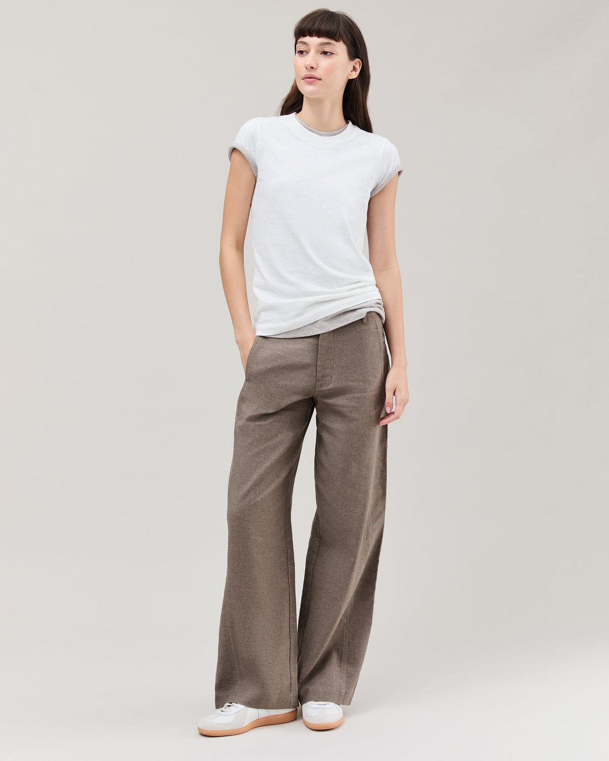 Womens Roma Work Pant - Cotton Linen Twill - Porcini