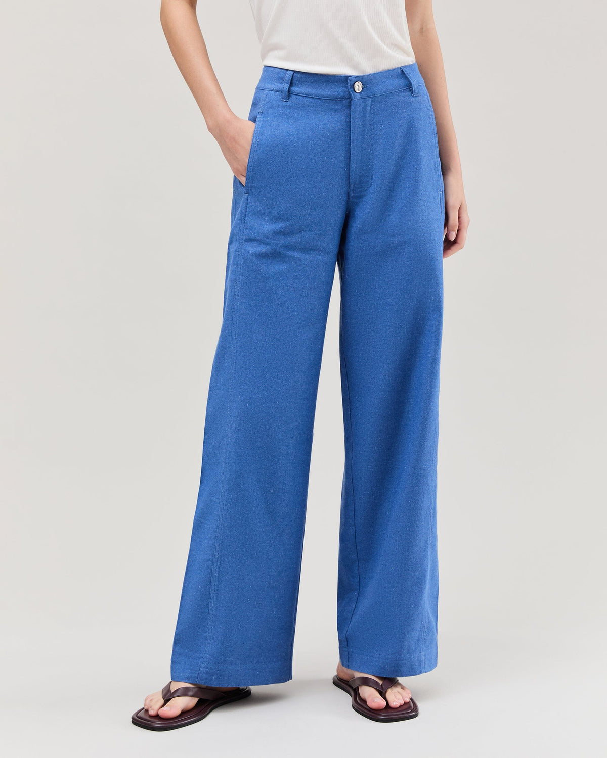 Womens Roma Work Pant - Cotton Linen Twill - True Blue