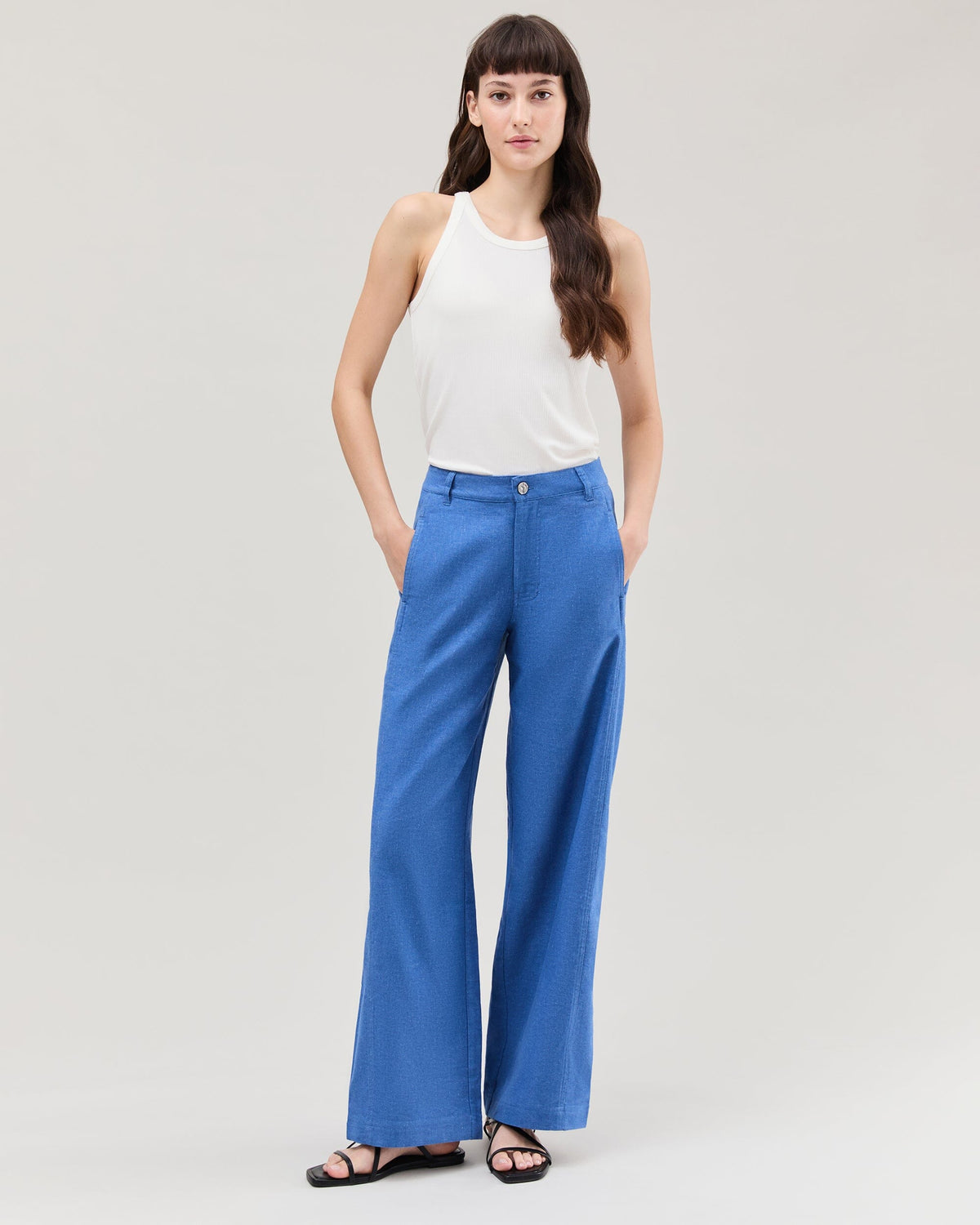 Womens Roma Work Pant - Cotton Linen Twill - True Blue