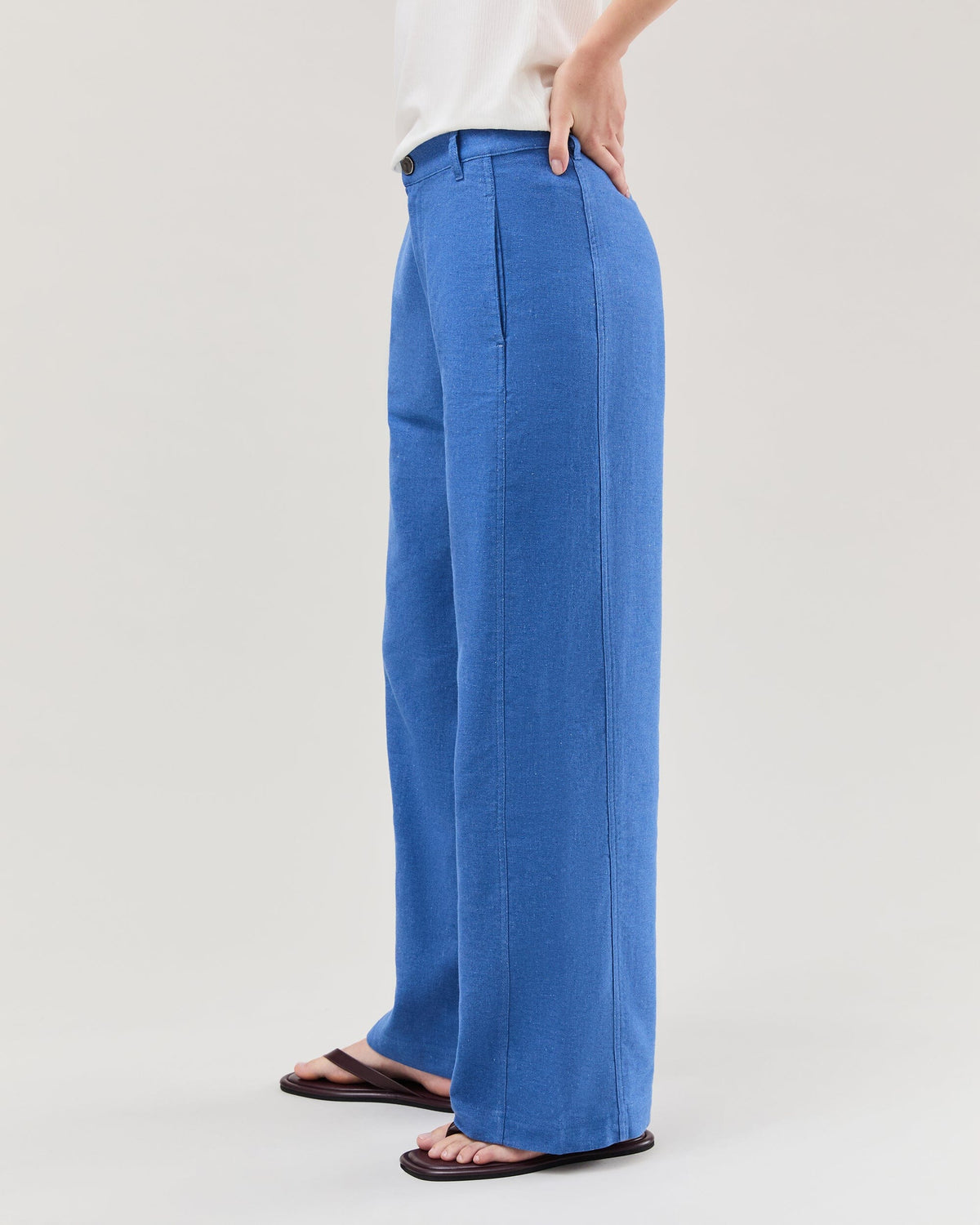 Womens Roma Work Pant - Cotton Linen Twill - True Blue