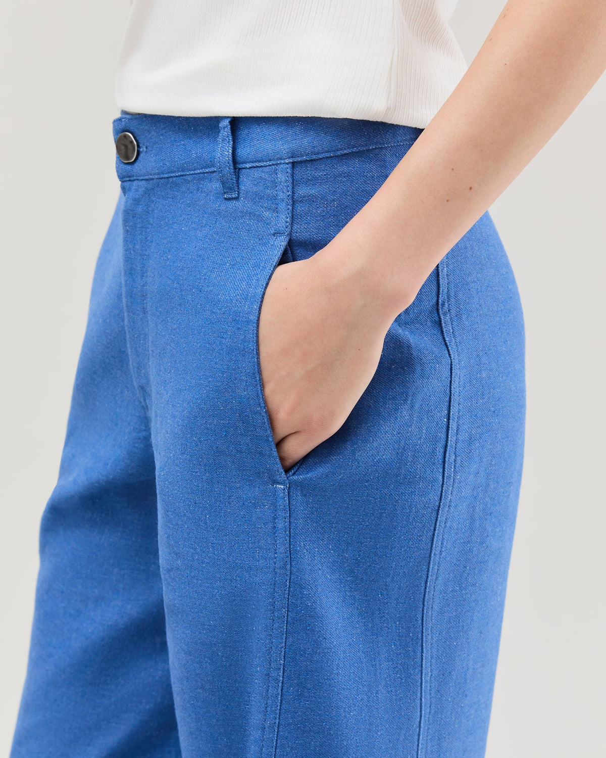 Womens Roma Work Pant - Cotton Linen Twill - True Blue