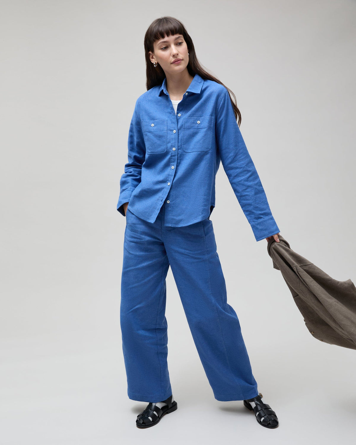 Womens Roma Work Pant - Cotton Linen Twill - True Blue
