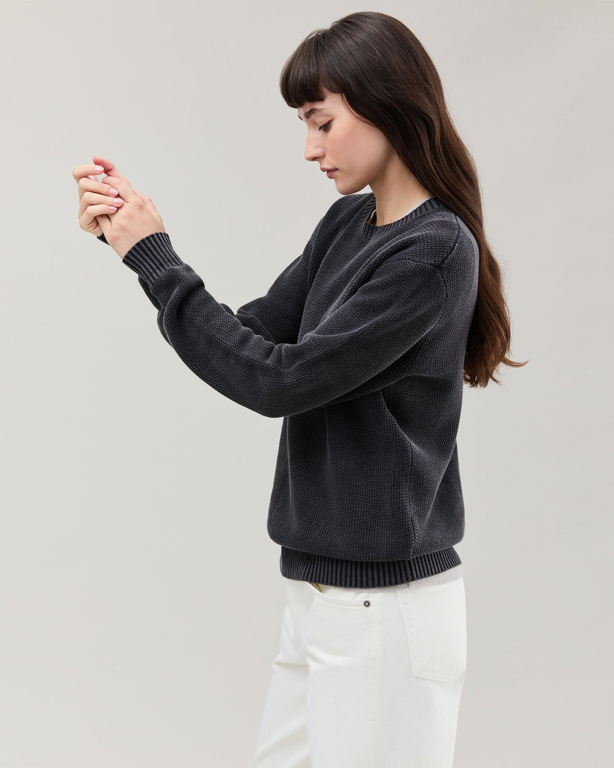 Womens Dune Sweater - Cotton Sweater Knit - Black
