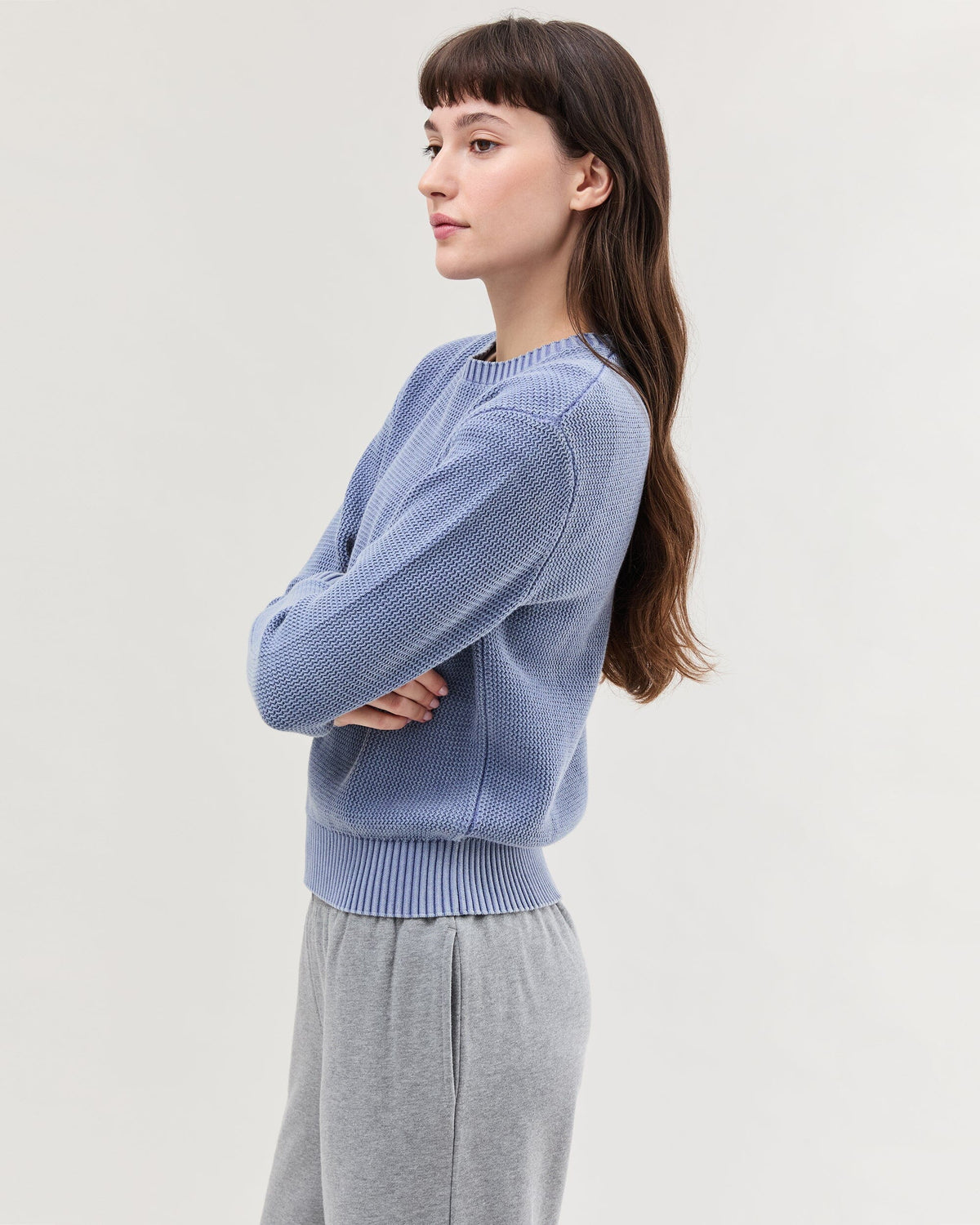 Womens Dune Sweater - Cotton Sweater Knit - Vintage Indigo