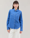Womens Roma Work Shirt - Cotton Linen Twill - True Blue