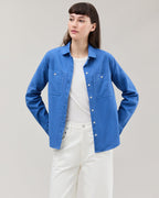 Womens Roma Work Shirt - Cotton Linen Twill - True Blue