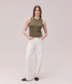 Womens Organic Cotton Knit Tank - Cotton Sweater Knit - Olive Grey