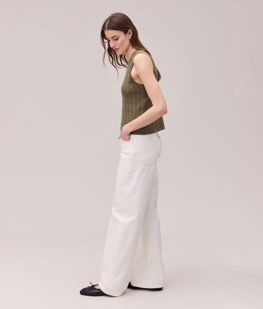 Womens Organic Cotton Knit Tank - Cotton Sweater Knit - Olive Grey