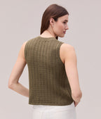 Womens Organic Cotton Knit Tank - Cotton Sweater Knit - Olive Grey