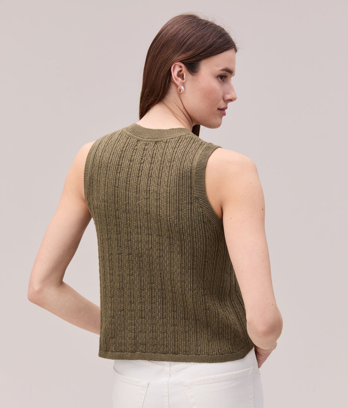Womens Organic Cotton Knit Tank - Cotton Sweater Knit - Olive Grey