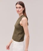 Womens Organic Cotton Knit Tank - Cotton Sweater Knit - Olive Grey