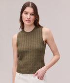 Womens Organic Cotton Knit Tank - Cotton Sweater Knit - Olive Grey