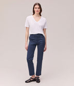 Womens Linen Jersey V Neck Tee - Linen Jersey - White