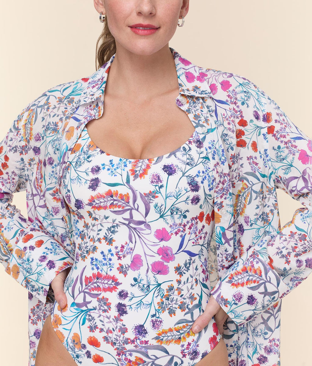 The Coastal Button Up - Lightweight Rayon - Botanical Floral
