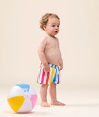 The Boys Swim Trunk - Poly Stretch - Rainbow Wide Stripe