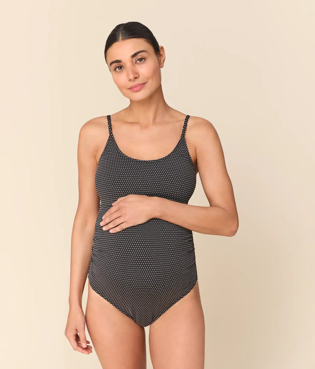 The Amalfi Maternity One Piece - Polka Dot - Black Dot - Classic