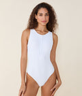 The Malibu One Piece - Eco Ribbed - White - Long Torso