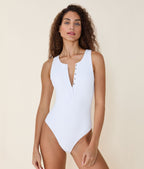 The Malibu One Piece - Eco Ribbed - White - Long Torso
