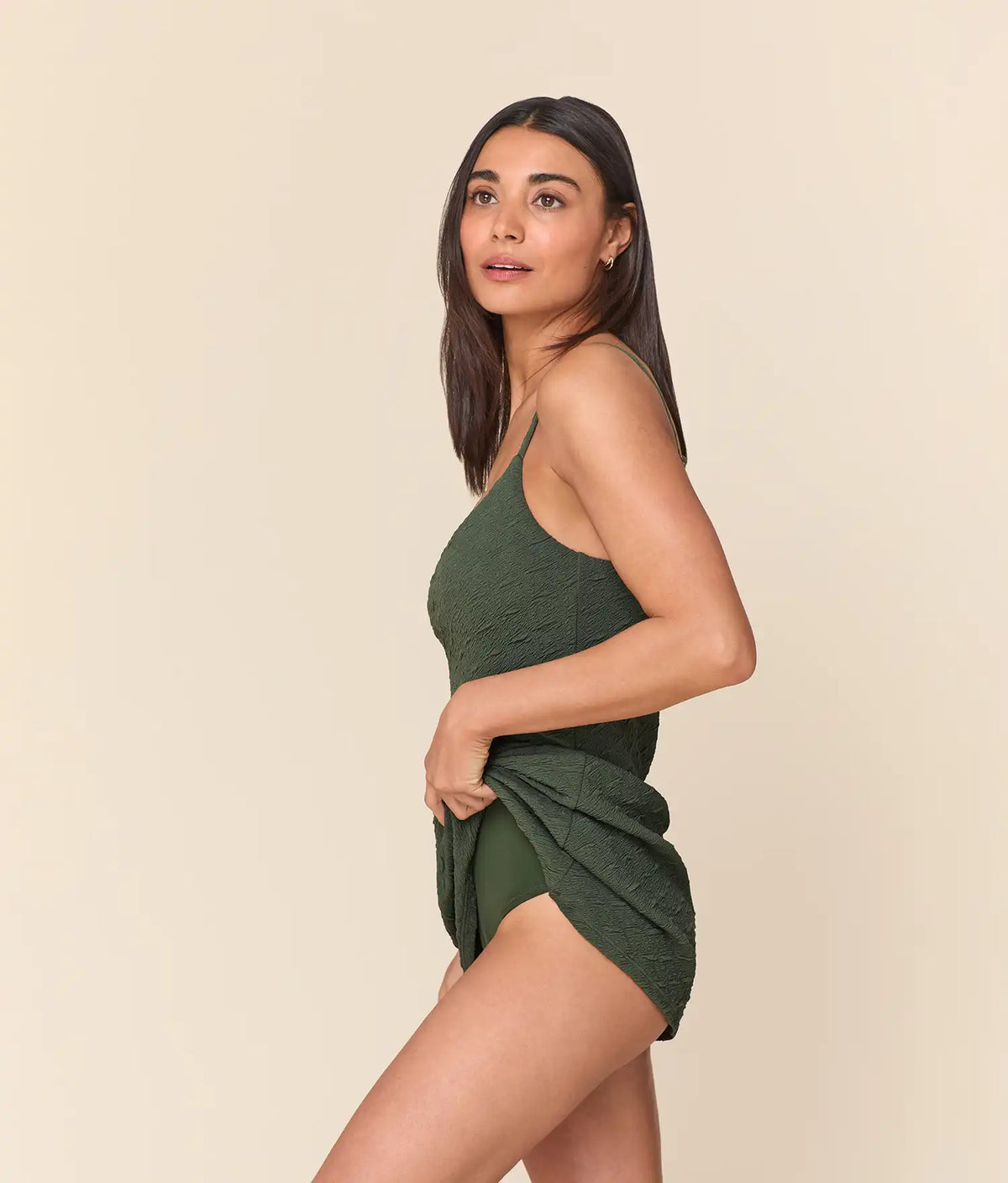 The Amalfi Swim Dress - Textured Geo - Thyme - Long Torso