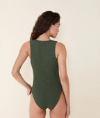 The Malibu One Piece - Textured Geo - Thyme - Long Torso