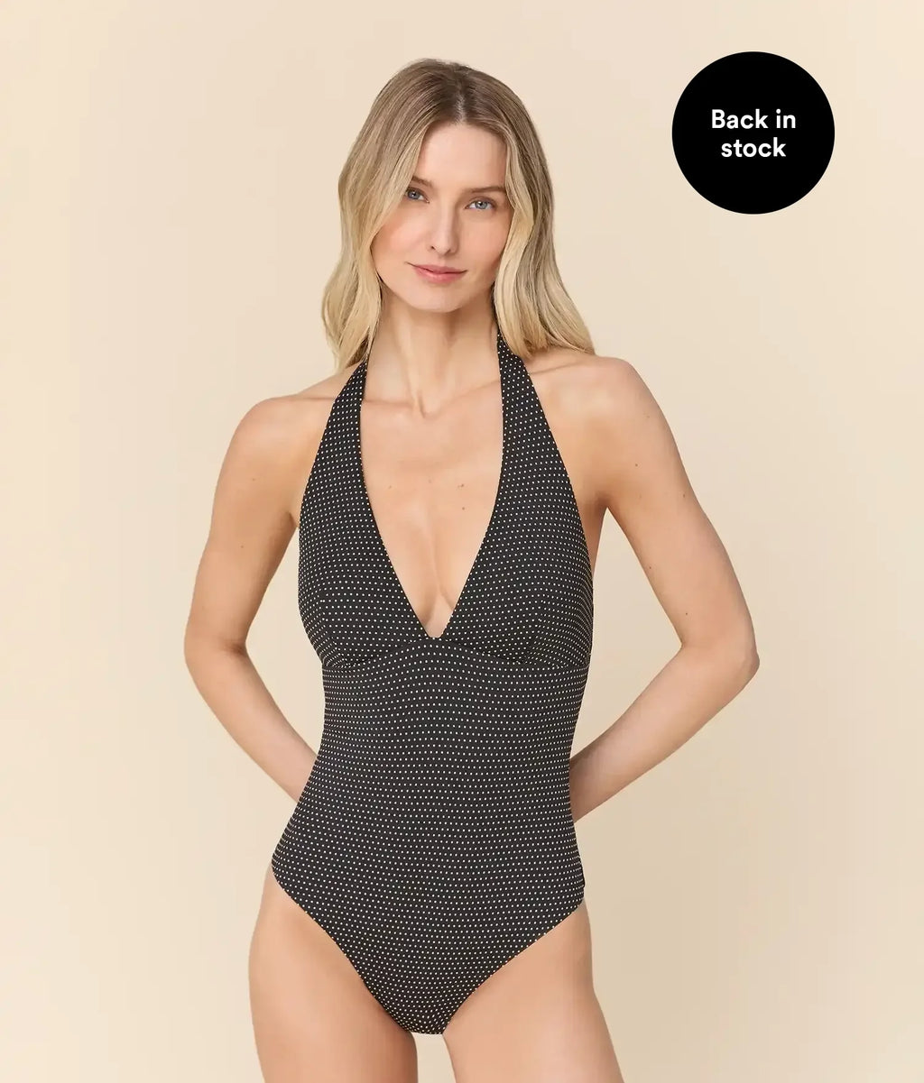 The Majorca One Piece - Polka Dot - Black Dot - Long Torso