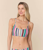 The Maui Bikini Top - Eco Nylon - Retro Stripe