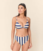 The Santorini Bikini Top - Eco Nylon - Deep Cobalt Wide Stripe