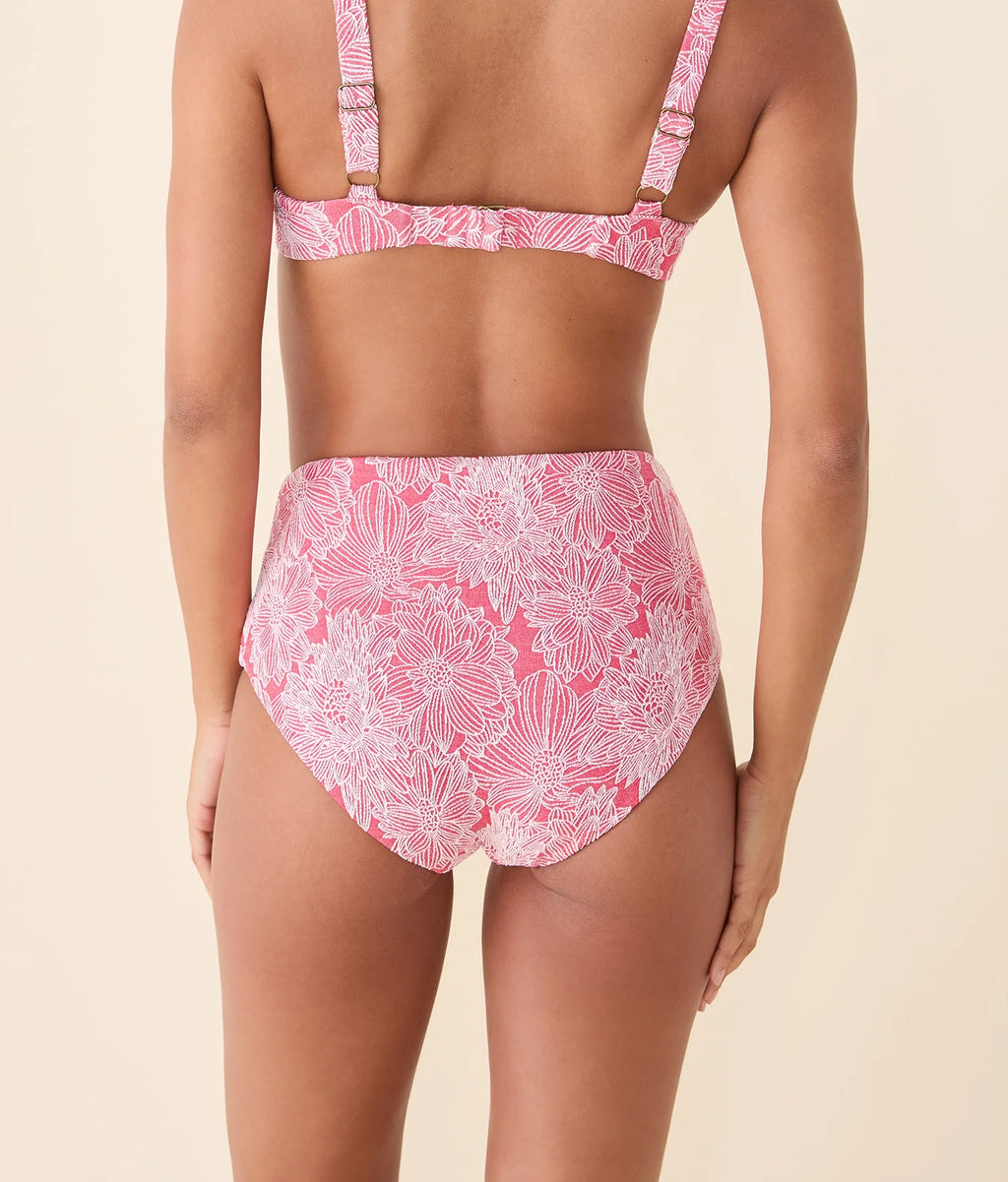 The High Waist Bikini Bottom - Garden Jacquard - Peachy