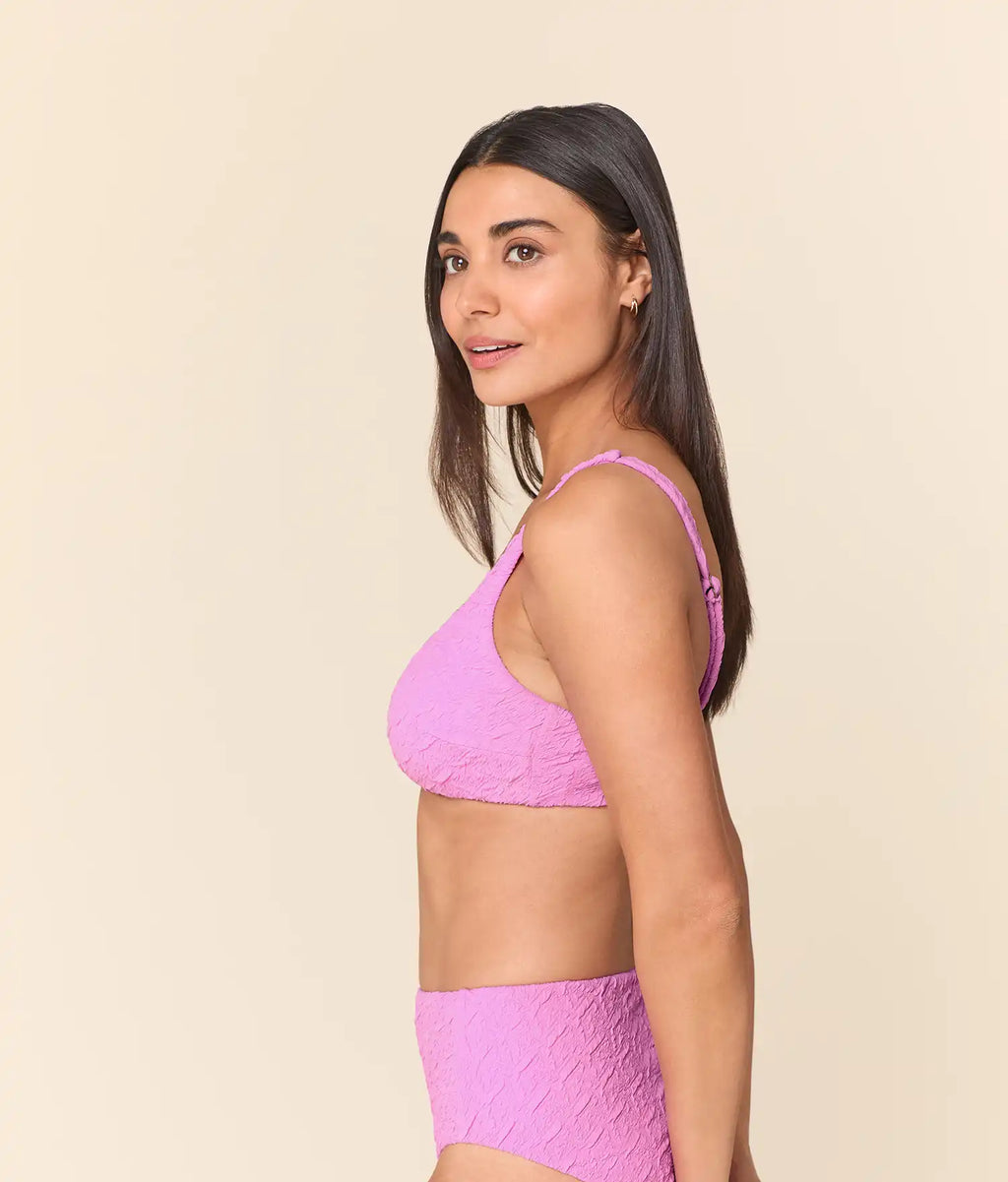 The Devon Bikini Top - Textured Geo - Frosting
