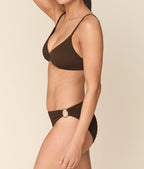 The Bonita Bikini Bottom - Seersucker Wave - Walnut