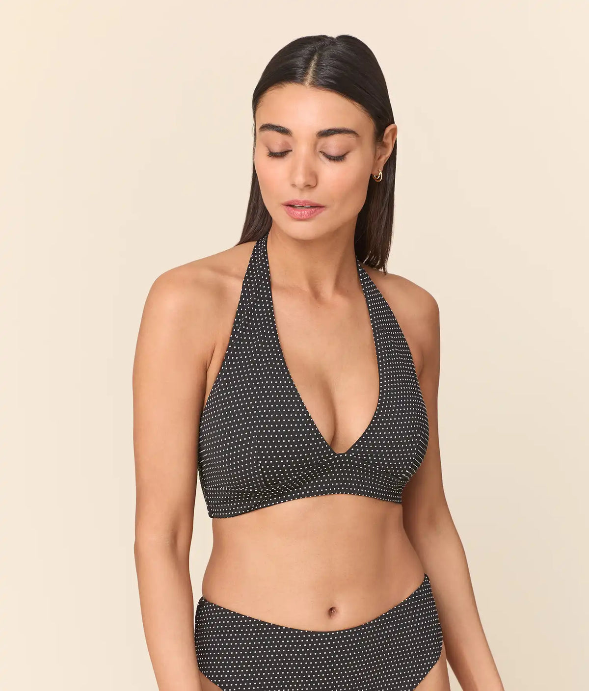 The Majorca Bikini Top - Polka Dot - Black Dot