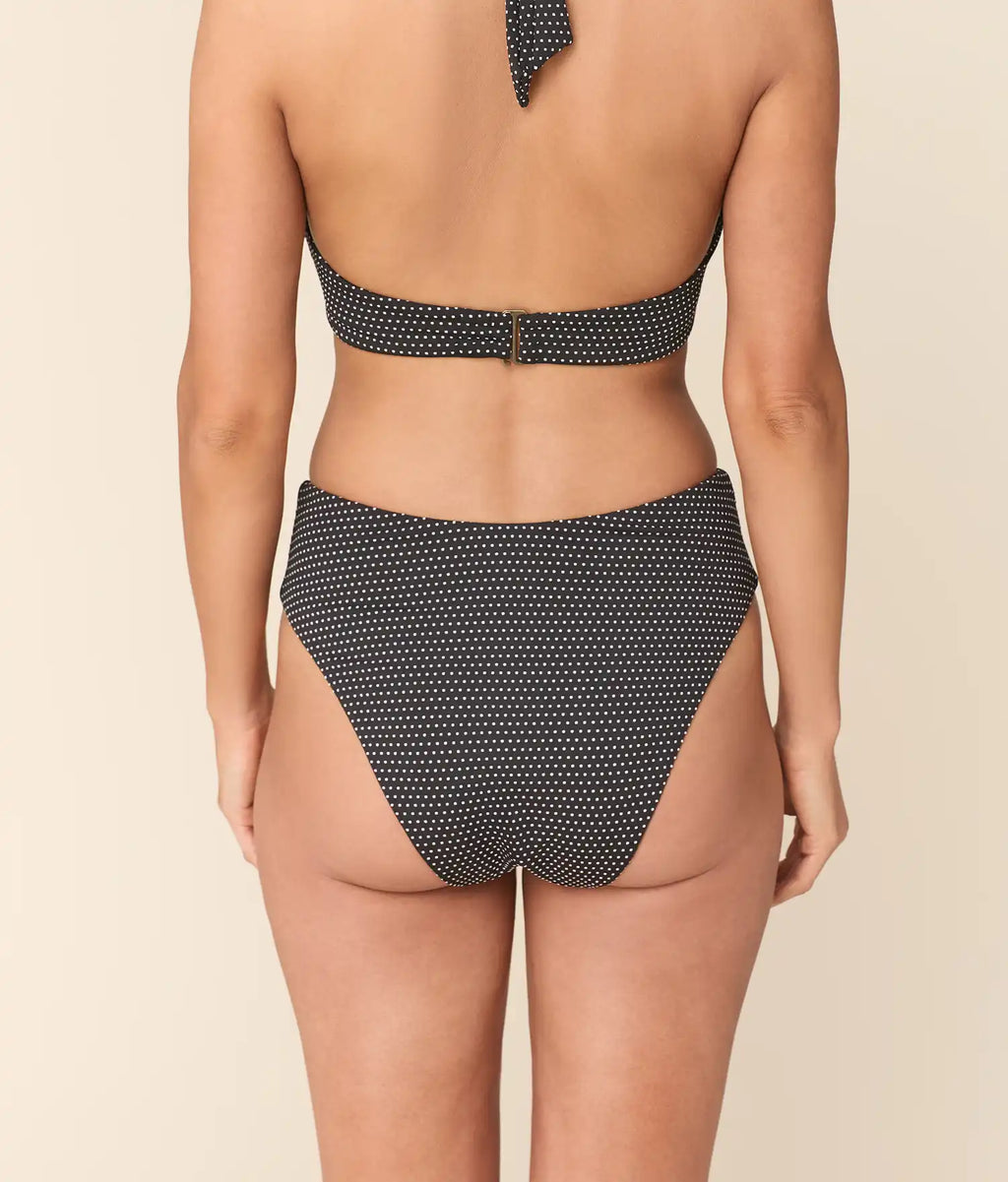 The 90s High Waist Bikini Bottom - Polka Dot - Black Dot