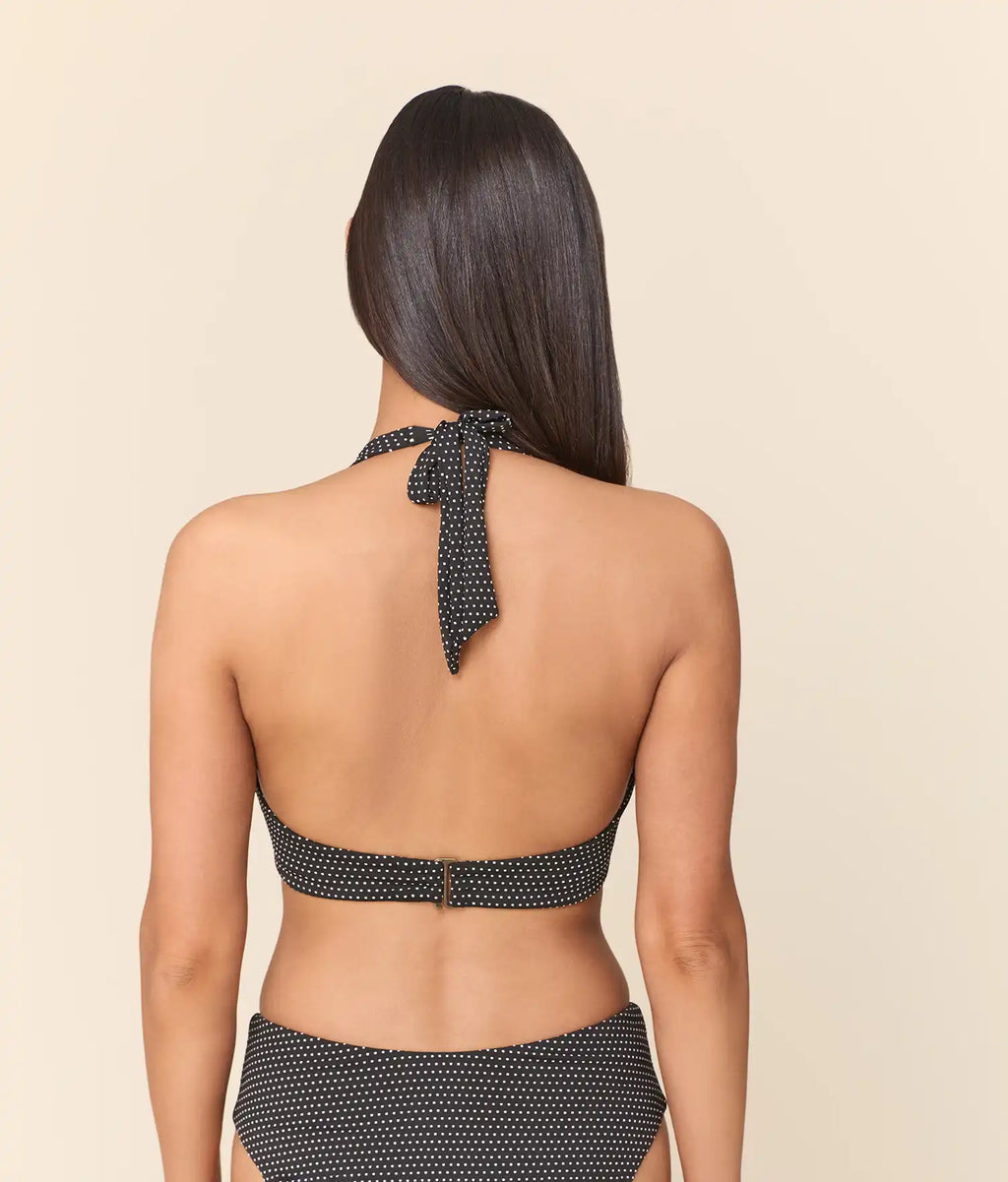 The Majorca Bikini Top - Polka Dot - Black Dot