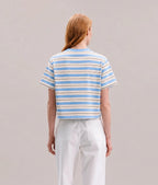 Womens Recycled Stripe Tee - Recycled Jersey - Chambray Stripe