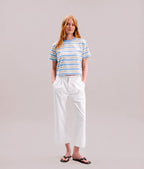 Womens Recycled Stripe Tee - Recycled Jersey - Chambray Stripe