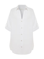 Kaya Oversized Shirt Dress - White