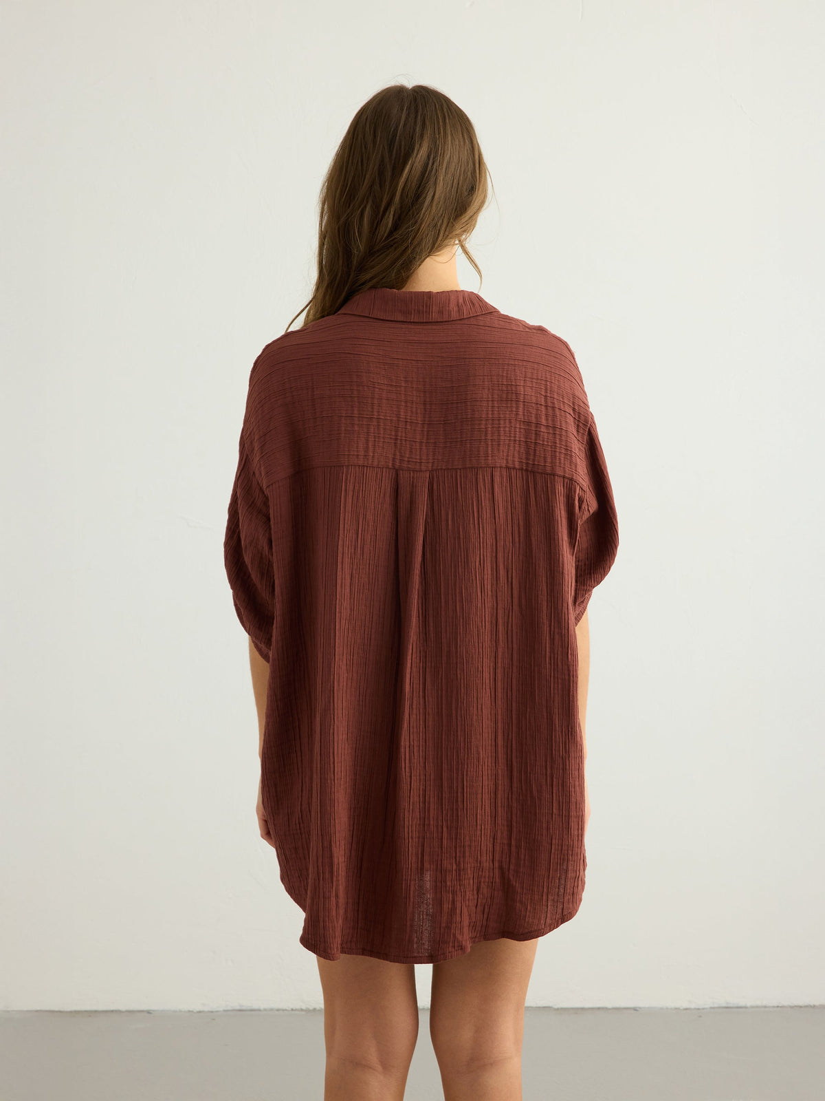Kaya Oversized Shirt Dress - Terracotta