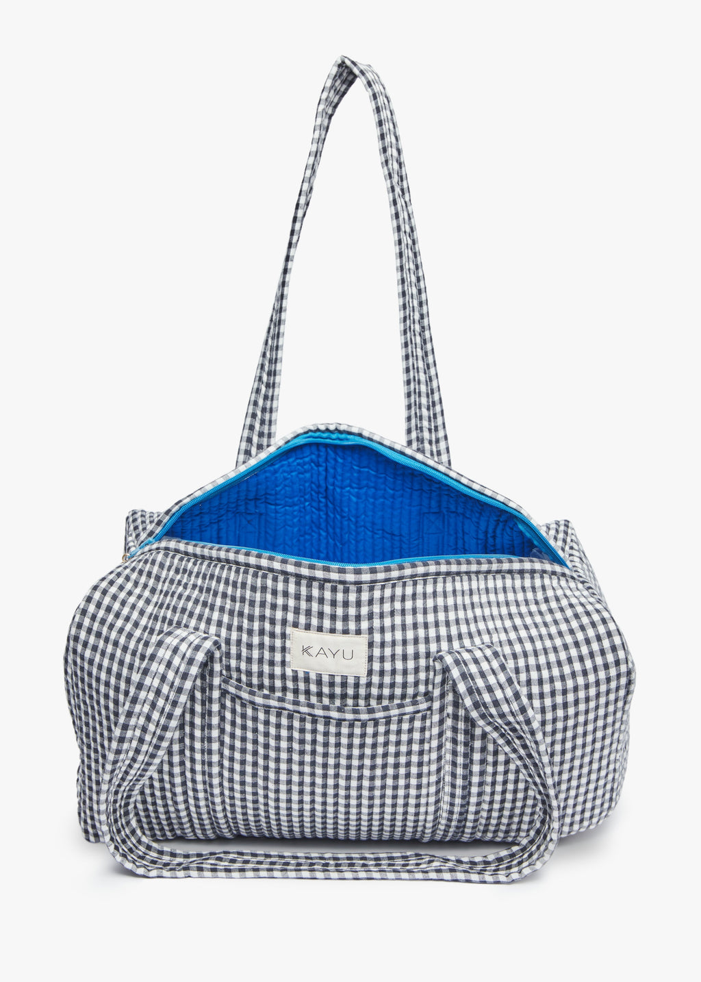 Daphne Travel Weekender Zip Tote Bag (Black Gingham)