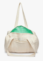 Daphne Travel Weekender Zip Tote Bag (Beige Gingham)