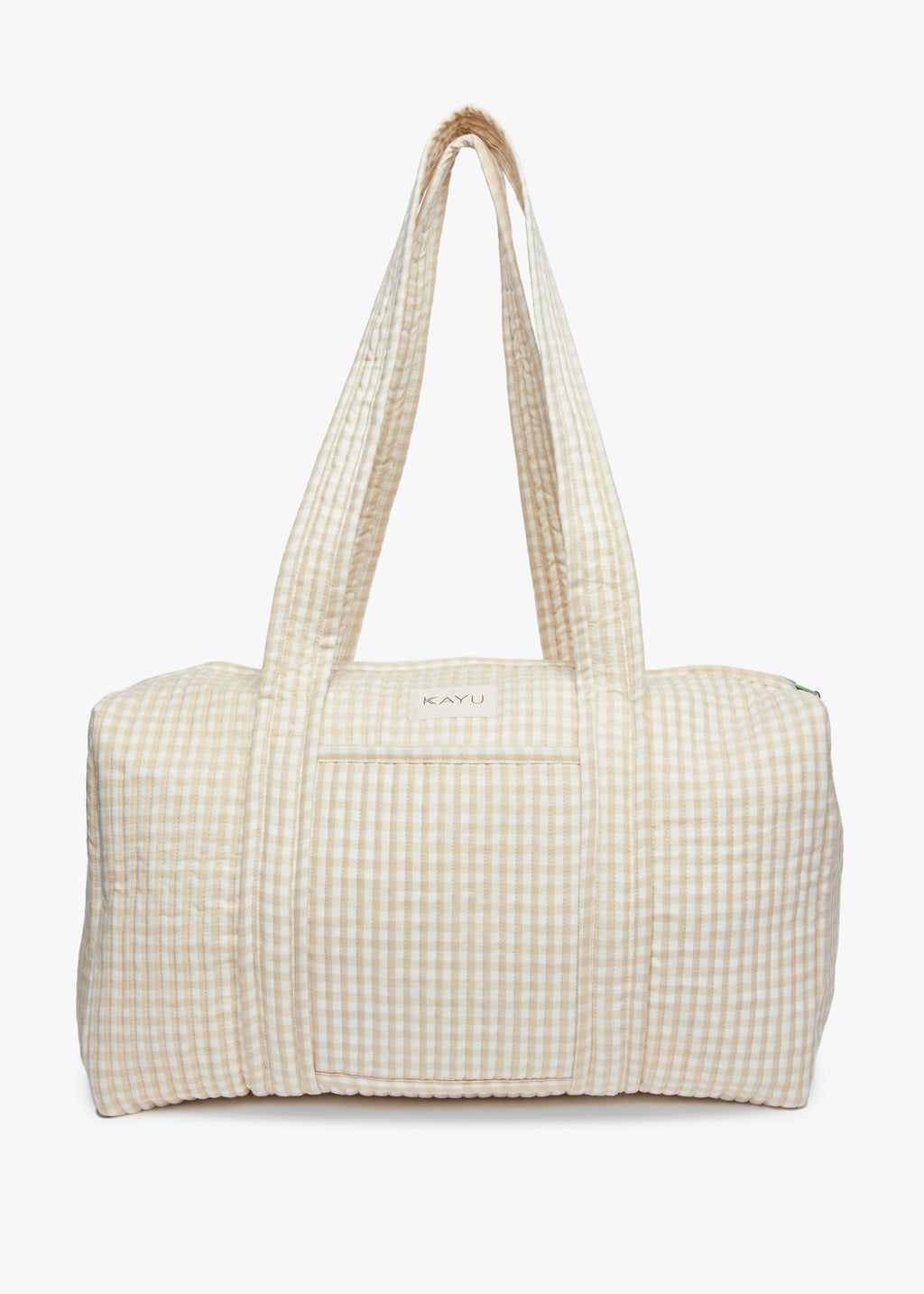 Daphne Travel Weekender Zip Tote Bag (Beige Gingham)