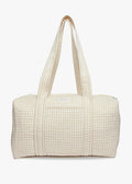 Daphne Travel Weekender Zip Tote Bag (Beige Gingham)