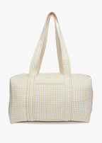 Daphne Travel Weekender Zip Tote Bag (Beige Gingham)