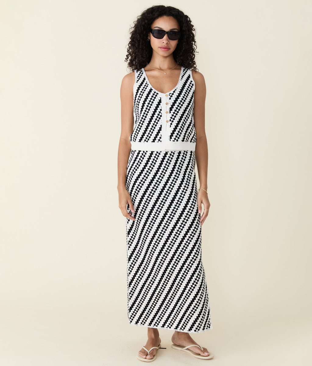 Sands Sweater Skirt (Black - Cream Stripe)