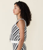 Oasis Sweater Tank (Black - Cream Stripe)