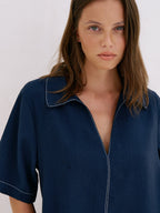 Mae Popover Mini Dress - Navy