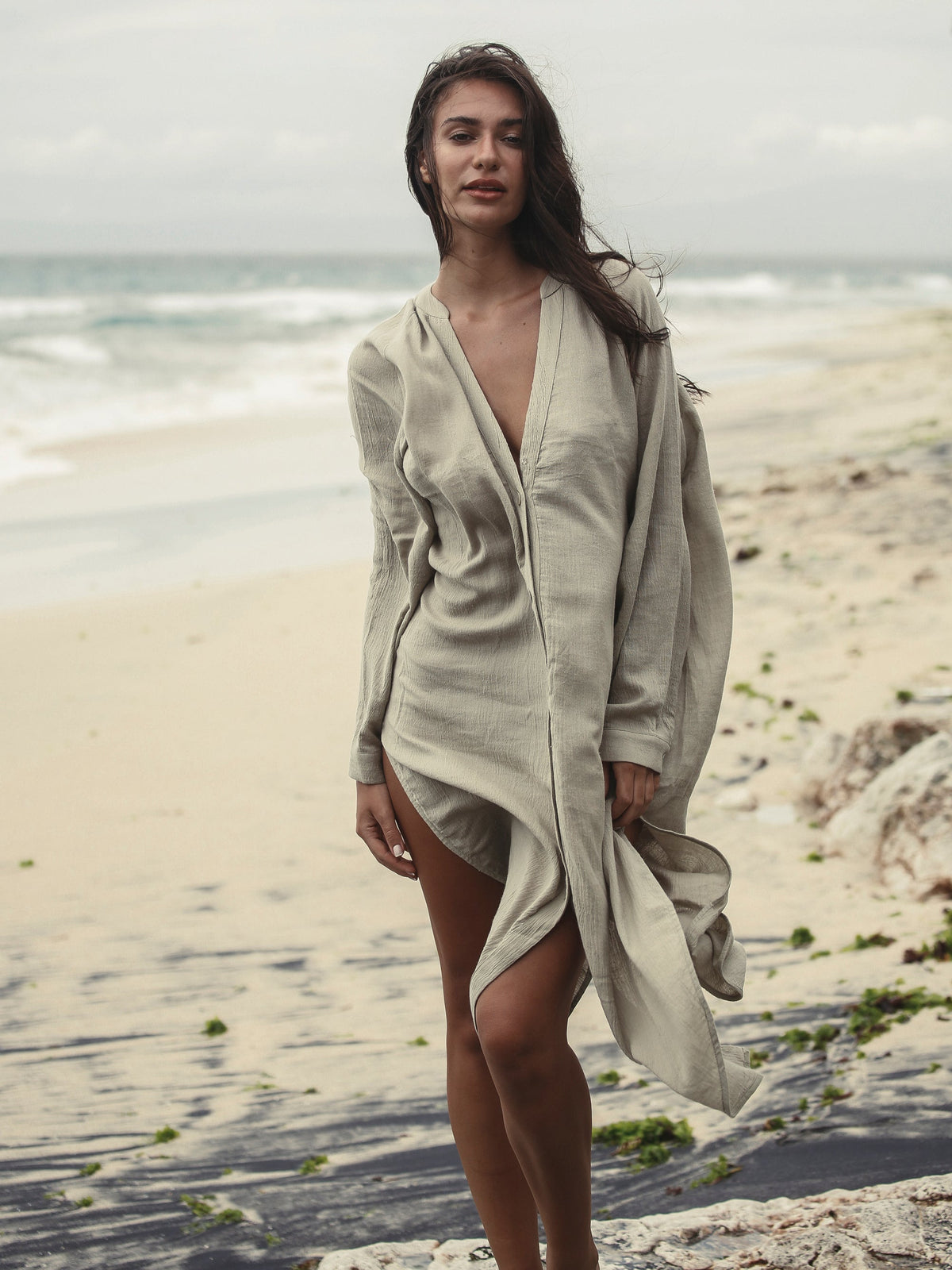 Terra Shirt Dress (Khaki Green)
